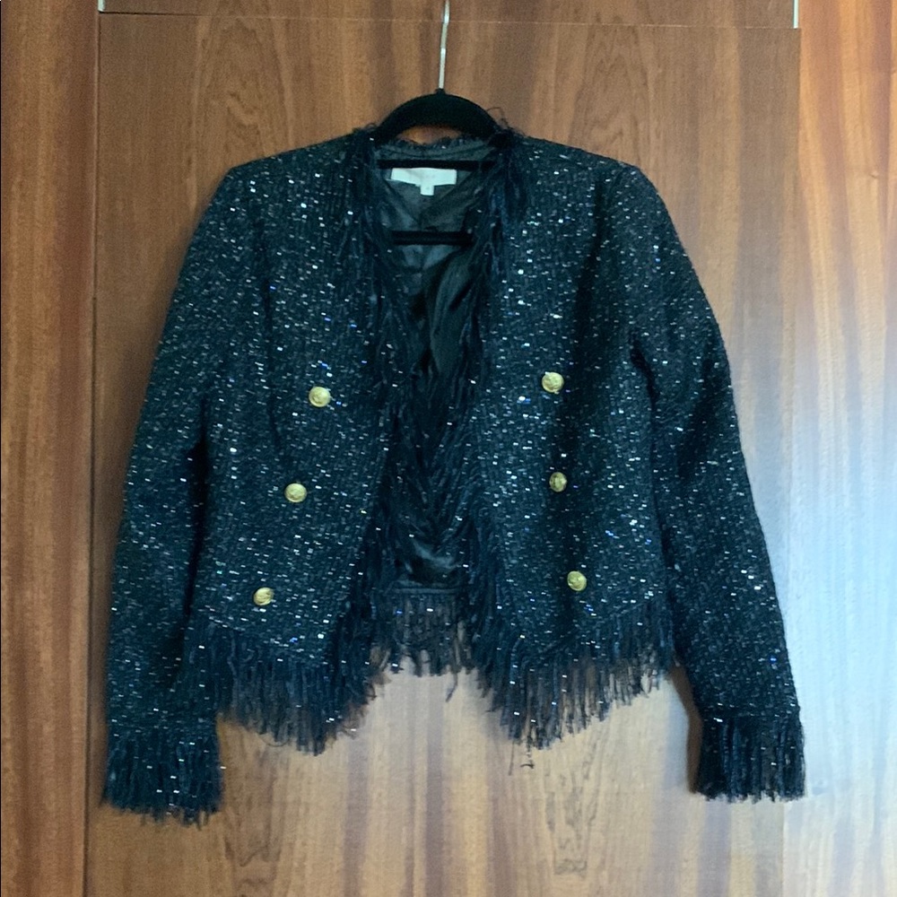Black Tweed Fringe Women's Jacket